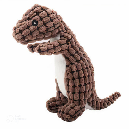 Dinosaur Shaped Dog Teeth Cleaning Plush Chewing Toy Brown